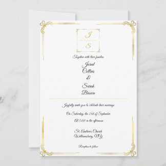Elegant Timeless Formal Gold Wedding Invitation Inbjudningar