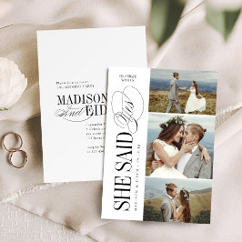 Elegant Timeless Typography 3 photo Engagement Inbjudningar