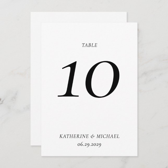 Elegant Timeless White Large Wedding Table Number Inbjudningar (Fram/baksida)