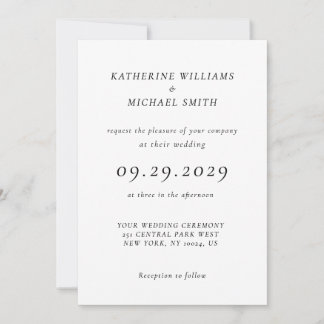 Elegant Timeless White Wedding Invitations Inbjudningar