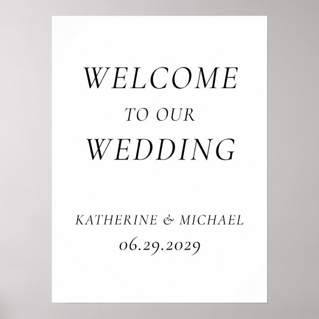 Elegant Timeless White Wedding Reception Sign Poster (Framsidan)