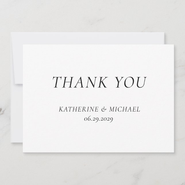 Elegant Timeless White Wedding Thank You Cards Tack Kort (Framsida)