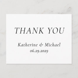 Elegant Timeless White Wedding Thank You Postcards Vykort