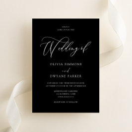 Elegant Timless Black & White Modern Bröllop Inbjudningar
