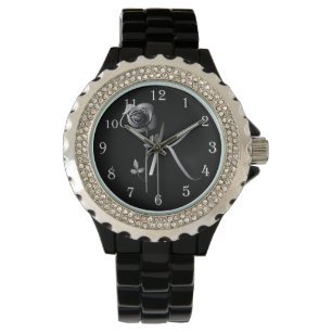 Elegant Timless Blommigt Brev K med Silver Ro Armbandsur