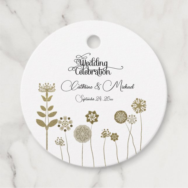 Elegant Timless Soft Guld Blommigt Minimalism Gåvor Etiketter (Framsida)