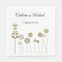 Elegant Timless Soft Guld Blommigt Minimalism Pappersservett