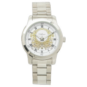 Elegant Timless Soft Guld Foliage Armbandsur