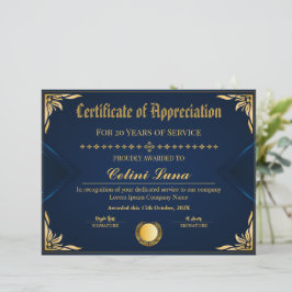 Elegant Tjänstcertifikat - Royal blått