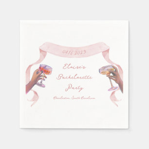 Elegant Toast Bachelorette Cute Unique Rosa Ribbon Pappersservett