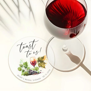 Elegant Toast Till Oss Akvarell Vin Tematisk Underlägg Papper Rund