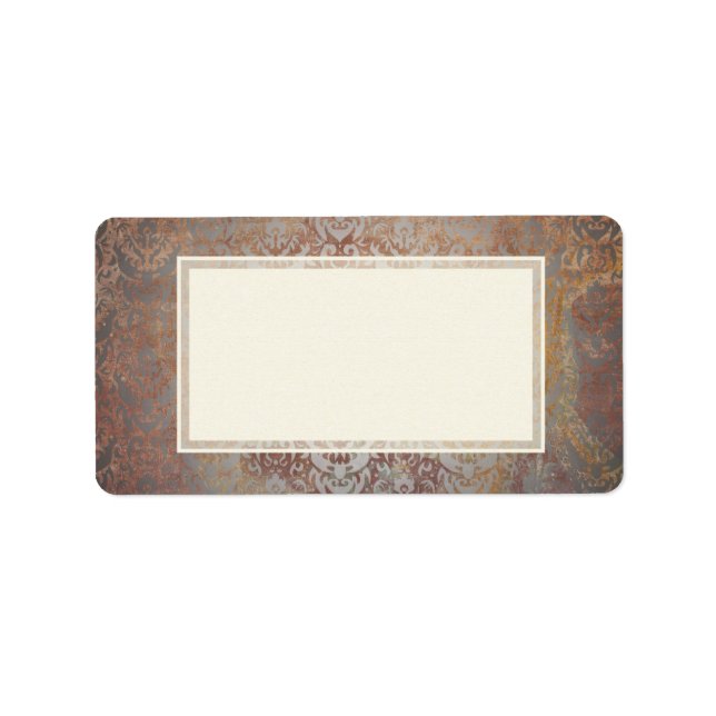 Elegant Tocan Damask Adressetikett (Framsidan)