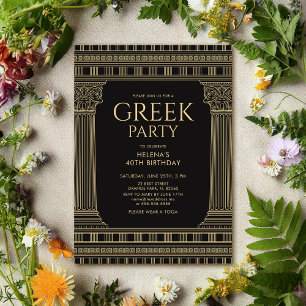 Elegant Toga Party-design med tempelkolumner Inbjudningar