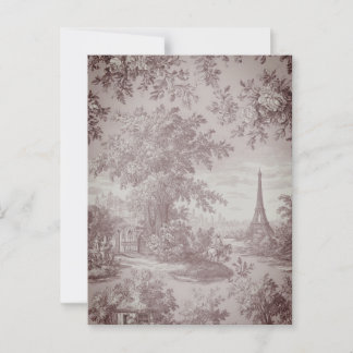 Elegant Toile de Jouy Fransk Land Scene Vykort