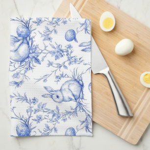 Elegant Toile De Jouy Påskhare Kökshandduk