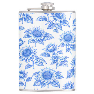 Elegant Toile du Jouy Solros – Blå Botanisk Fickplunta