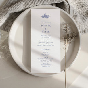 Elegant Toile Fransk Blue Blommigt Ceremony Progra