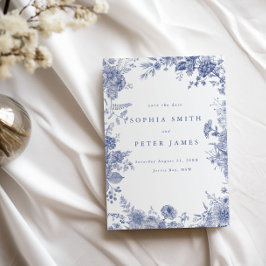 Elegant Toile Fransk Blue Garden Blommigt Inbjudningar