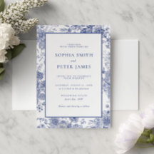 Elegant Toile Fransk Blue Garden Blommigt