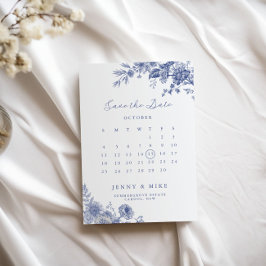 Elegant Toile Fransk Blue Garden Blommigt Inbjudningar