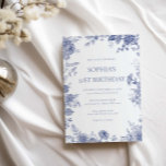 Elegant Toile Fransk Blue toile 21 år födelsedatum Inbjudningar<br><div class="desc">Designat att samordna med vår Toile Fransk Blue Garden-samling. anpassadet som matchar födelsedagsfest inbjudan-kortet har en fransk land stil-blommigt i toile blue. Om du vill göra en mer avancerad anpassning av den här designen, t.ex. ändra layout, teckensnitt eller storlek text, klickar du på knappen "CUSTOMIZE" ovan. Kontakta mig om du...</div>