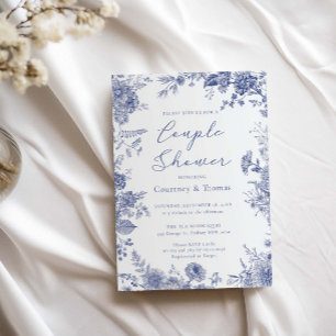 Elegant Toile Fransk Blue toile Pardusch Inbjudningar