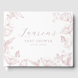 Elegant Toile Print Nature Baby Shower Gästböcker