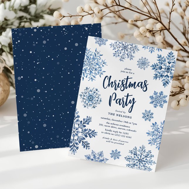 Elegant Toile Snöflinga Julfest Inbjudningar (Skapare uppladdad)