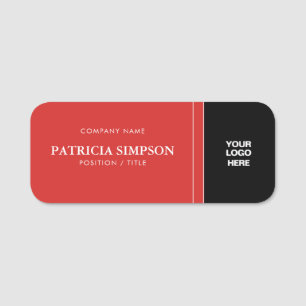Elegant Tomato Red, Black: Corporate LOGOTYP Brand Namnbricka