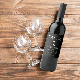 Elegant Tomt Och Vitt Bröllop Vinflaska Etikett