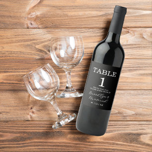 Elegant Tomt Och Vitt Bröllop Vinflaska Etikett