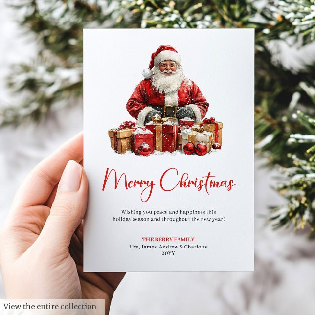 Elegant Tomte Minimalistisk Modern Julkort (Elegant Santa Claus Minimalist Modern Holiday Greeting)