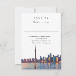 Elegant Toronto Siluett Vattenfärg Bröllop OSA Kort