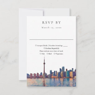 Elegant Toronto Siluett Vattenfärg Bröllop OSA Kort