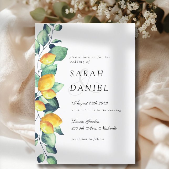 Elegant Toscana Bröllop White Grönt-inbjudan Inbjudningar (Elegant Toscana Wedding White Green invitation)