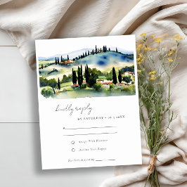 Elegant Toscana-Italien Liggande Watercolor Bröllo OSA Kort