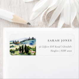 Elegant Toscana Italien Watercolor Ligcape Adress Returadress Etikett