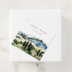 Elegant Toscana Italien Watercolor Ligcape Bröllop Gåvor Etiketter