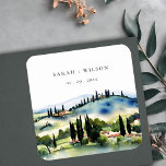 Elegant Toscana Italien Watercolor Ligcape Bröllop Underlägg Papper Kvadrat<br><div class="desc">Tuscany Italien Watercolor Ligcape Theme Collection.- Det är ett elegant-skript vattenfärg Illustration of Tuscany Mouncape,  perfekt för ditt italienska bröllop & party. Det är mycket enkelt att anpassa,  med dina personuppgifter. Om du behöver någon annan matchande produkt eller anpassning kan du skicka ett vänligt meddelande via Zazzle.</div>