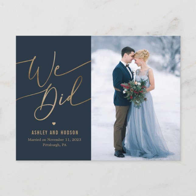 Elegant Touch Bröllop annons Elopement Vykort (Framsida)