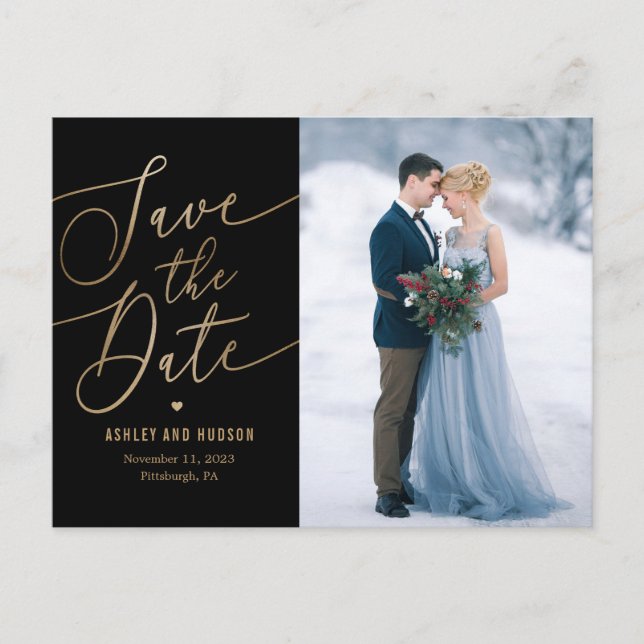 Elegant Touch EDITABLE FÄRG Spara datum Vykort (Framsida)