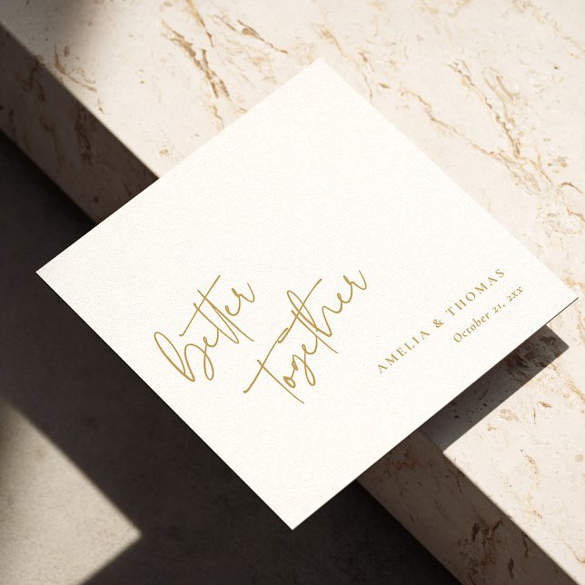 Elegant Touch: Personlig Guld Script Bröllop Pappersservett (Elegant Touch: Personalized Gold Script Wedding Napkins)