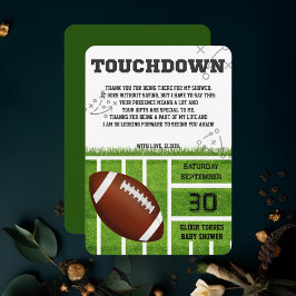 Elegant Touchdown Fotboll Baby Shower Tack Kort