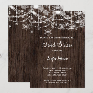Elegant trä vinter Sweet 16-inbjudan Inbjudningar