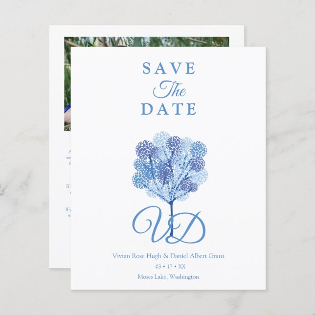 Elegant Träd Blue Shades Photo Engine Coupe (Fram/baksida)