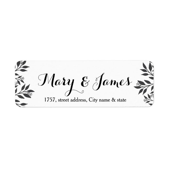 Elegant träd löv bröllop formgivning i gren returadress etikett (Framsidan)
