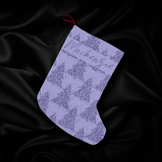 Elegant Träd Mönster | Charming Lavender Anpassnin Liten Julstrumpa (Skapare uppladdad)