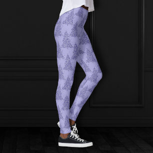 Elegant Träd Mönster Charming Lavender Jul Leggings