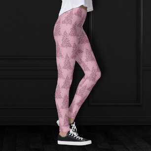 Elegant Träd Mönster   Dusty Mauve Rosa jul Leggings