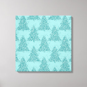 Elegant Träd Mönster Luxe Aqua Mint Jul Canvastryck
